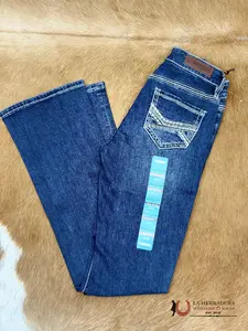 ROCK AND ROLL MEDIUM VINTAGE CROSSED EMBROIDERY RIDING JEAN BOOT CUT BW4RD02980