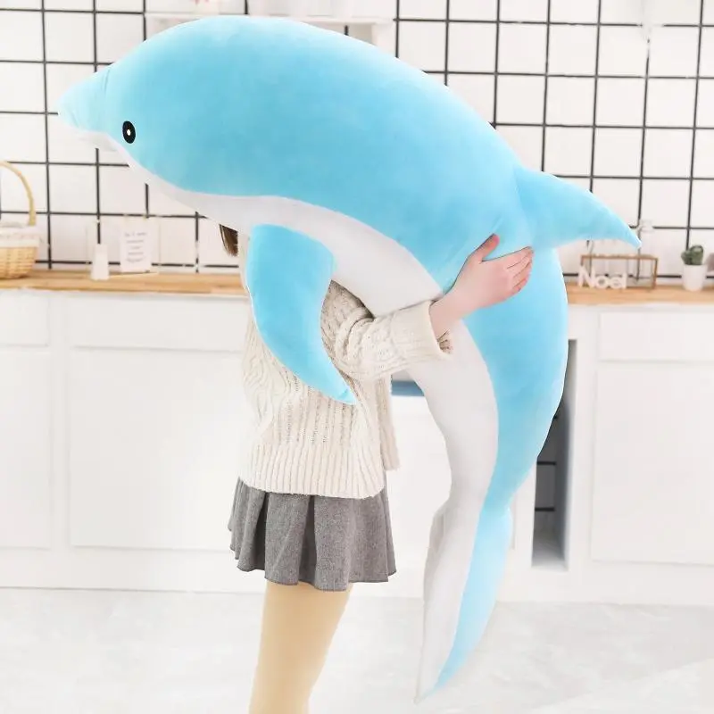 Large Plush Dolphin Toys Stuffed Sea Animal Cute Girls Dolls Baby Sleeping Pillow Christmas Birthday Halloween Gift For Children