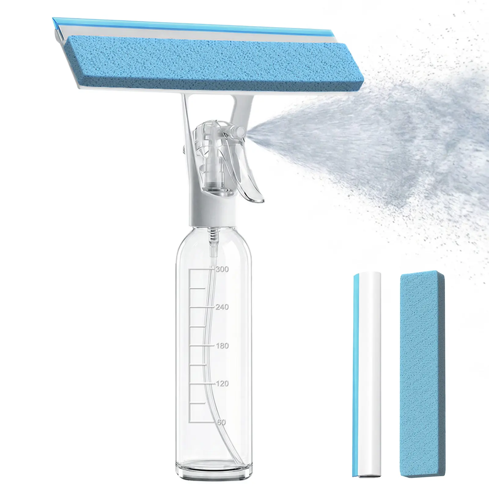 SEANCHEER  S03 3 in 1 Window Cleaning Scraper, Shower Scraper Window Squeegee with 300ML Tank, Bathroom Mirror Squeegee with Hanging Hole, Window Scraper for Cleaning Windows, Glass, Mirrors, Car Windows
