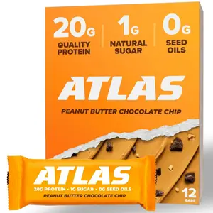 Atlas Protein Bars, 20g Protein, 1g Sugar, Clean Ingredients, Gluten Free (Whey Variety, 12 Count (Pack of 1))