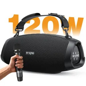 W-KING  120W Portable Bluetooth Speaker with Wireless Microphone, IPX6 Waterproof, Triple Passive Radiators, Deep Bass, Hi-Fi, DSP, Power Bank, TF, AUX, EQ, Opener, 42H Playtime, Bluetooth 5.0 - Durability Stereo Sound Equipped