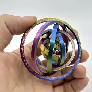 4PCS Rainbow Silk 3D Printed Infinity Gyro Fidget Toy | Magic Rotating Kinetic Desk Toy for Stress Relief, Cool ADHD Sensory Toys, Creative Birthday & Holiday Gift