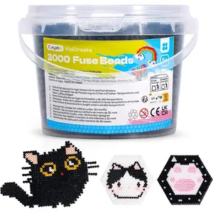 3000PCS 5mm Black Fuse Beads, Bucket Packed Iron Beads Safe Material Kit, Art Creative Crafts for Kids DIY Pixel Parent-Child Interaction Art & School Project Holiday Gifts