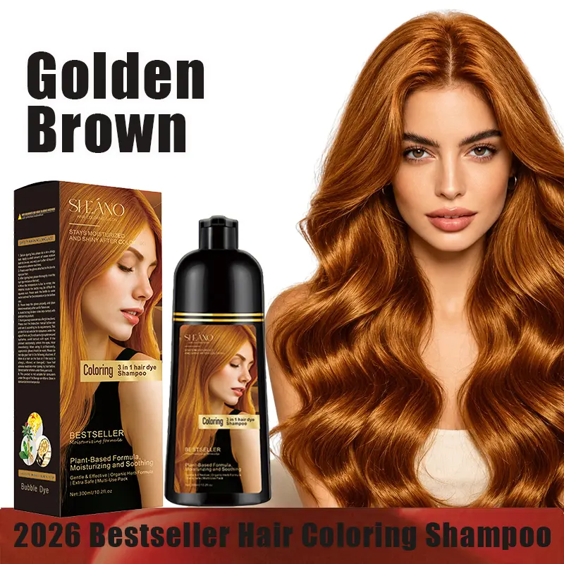 SHEANO 3-in-1 Multi-Color Hair Dye Shampoo for Haircare, Ammonia-Free Natural Plant Formula with Olive, Ginseng, Argan Oil, 5 Mins Fast Gray Coverage, Long-Lasting Glossy Color for All Hair Types & Sensitive Scalp