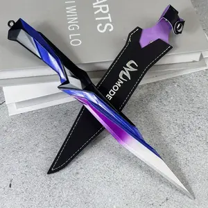 11inch 28cm Metal Katana figure model Purple Iron Small Sword Anime Cosplay Prop Accessories Steel Ninja Knife Blade Real Size Japanese Katana Original Samurai Sabre figurine model Photograph Prop Gift