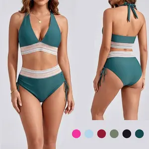 Women's Two-piece Set Colorblock Bikini Sets,High-waisted figure-hugging swimsuit sets，Casual Fashion Chic Swim Top & Swim BottomSet for Beach Holiday Vacation, LadiesSwimwear for All Seasons,, SummerSwimsuit Set
