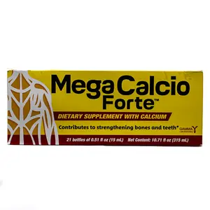 Mega Calcio Forte Liquid Vitamin Dietary Supplement - Supports Strong Bones, Bone & Tooth Health - 21 Bottles, 0.51 fl oz Each - Health & Nutrition Wellness Supplement outdoorfun Calcium