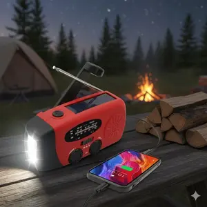 2000mAh Emergency Solar Crank Radio, AM/FM/WB/NOAA Weather Alert with LED Flashlight, Portable Power Bank for Outdoor Camping Survival Gear, Hiking, Car Emergency Kit & Power Outage Essentials, Solar Powered Radio