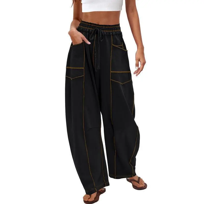 WomensBaggyBarrelPantsWideLegLoungeDrawstringSweatpantswithPocketsWomenswearBottomWomen'sHighWaistFlareLeggingsbreathabletummycontrolyogapantloosefittingtrouser WomensBaggyBarrelPantsWideLegLoungeDrawstringSweatpantswithPocketsWomenswearBottomWomen'sHighWaistFlareLeggingsbreathabletummycontrolyogapantloosefittingtrouser