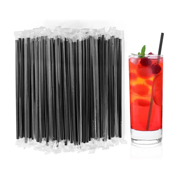 Plastic Disposable Individually Packaged Straws for Cocktails, Juice, Party, Office & Travel