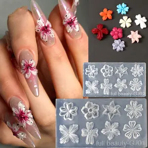 Nail Art Silicone Mold Set, Nail Art Tool, Nail Art Manicure, 8 Designs & Two Sizes, Flower Design Nails, Multiple Styles Available, Perfect for DIY Nail Decorations