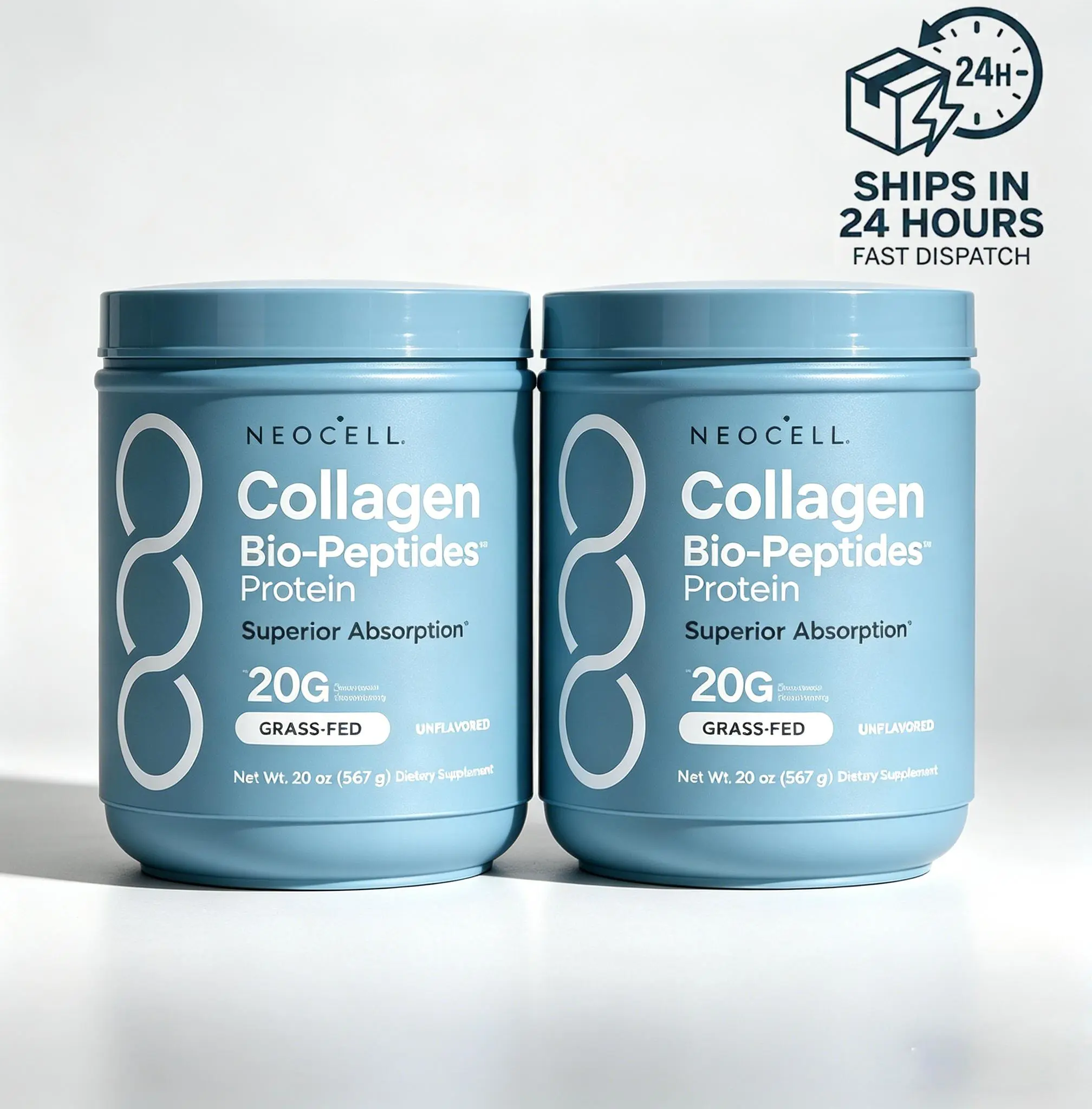 NeoCell Collagen Peptides Powder 20oz - Grassfed Protein Supplement - Advanced with 18 Essential Amino Acids
