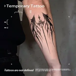 Western Style Dark Thorn Wing Tattoo Sticker, Semi-Permanent Herbal Juice, Sweatproof Anti-Fading Unisex Arm Tattoo