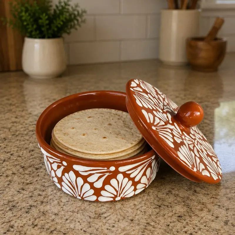 Terracotta Tortilla Warmer; Tortillero de Barro