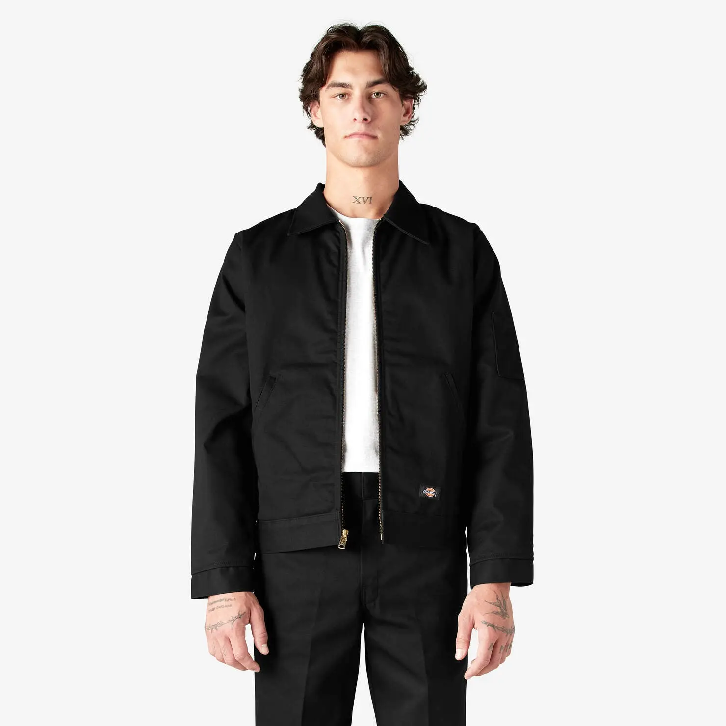 Dickies Men's Traditional Cotton Insulated Eisenhower Jacket, Classic Casual Long-Sleeve Workwear Coat with Pockets, Plain Collar Top (Pair with Matching Pants for Complete Work Outfit)