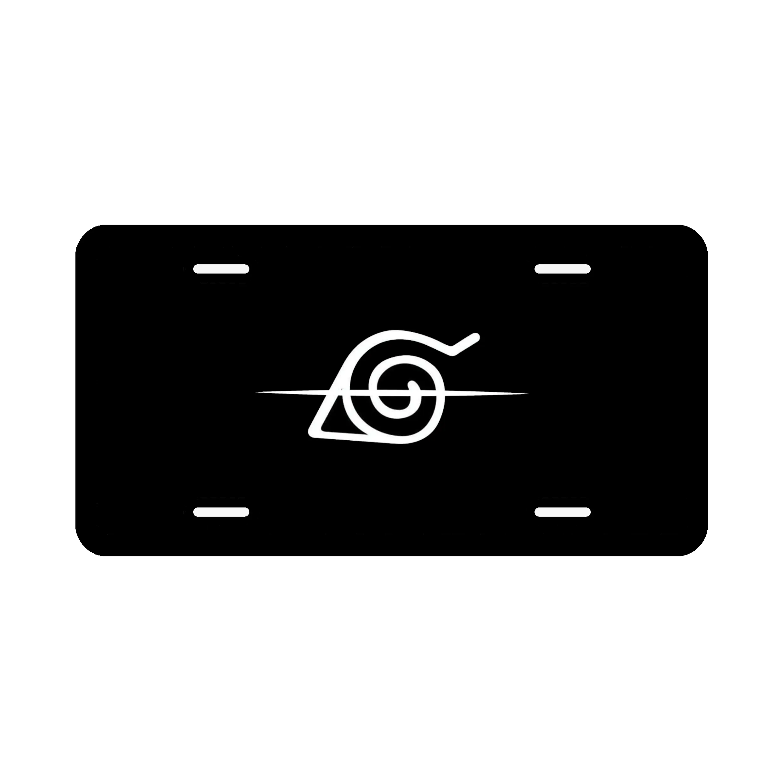 Ninja Konoha Leaf Symbol License Plate, Anime Inspired Black Aluminum Car Tag, Minimalist Japanese Ninja Auto Accessory, Manga Fan Car Decor, Gift for Anime Lovers
