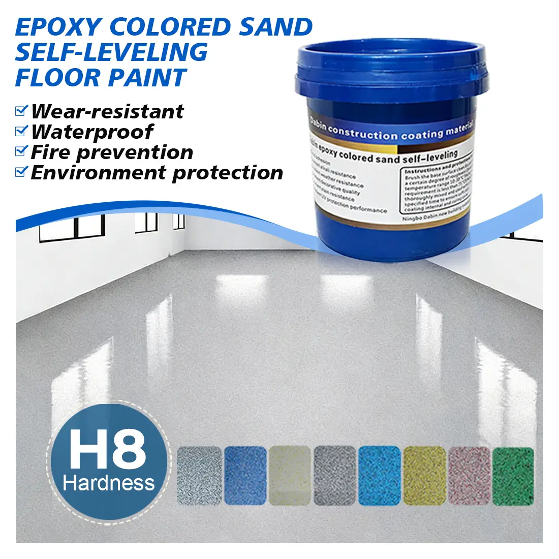 Waterproof Dustproof Epoxy Floor Paint Coating Clean Epoxy Colored Sand Glossy Home Floors