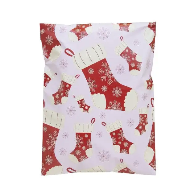 Christmas Stockings Poly Mailers Size 10x13 Holiday Shipping Bags