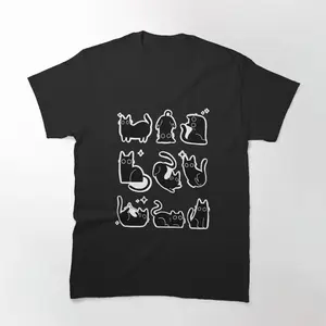 Black Cats Cute Star Illustration Graphic Tee T-shirt - Unisex Streetwear Sport Style, Vintage Baseball Shirt, Gift for Women, Gift for  Men
