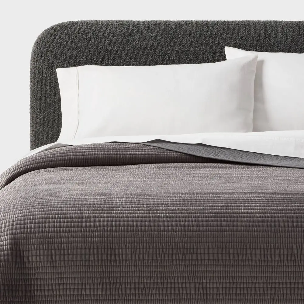 Ruched Velvet Quilted Quilt - Threshold, 100% Polyester, 92 inches (l) x 88 inches (w), Bedroom Use, Machine Wash & Tumble Dry