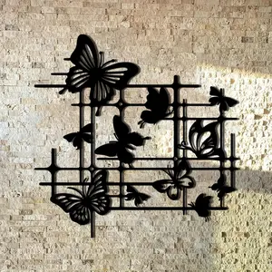 Butterfly Pattern Wall Art, Metal Wall Decor, Wall Hanging Decor for Home Living Room Bedroom, Outdoor Wall Art, Home Decor, Ornaments