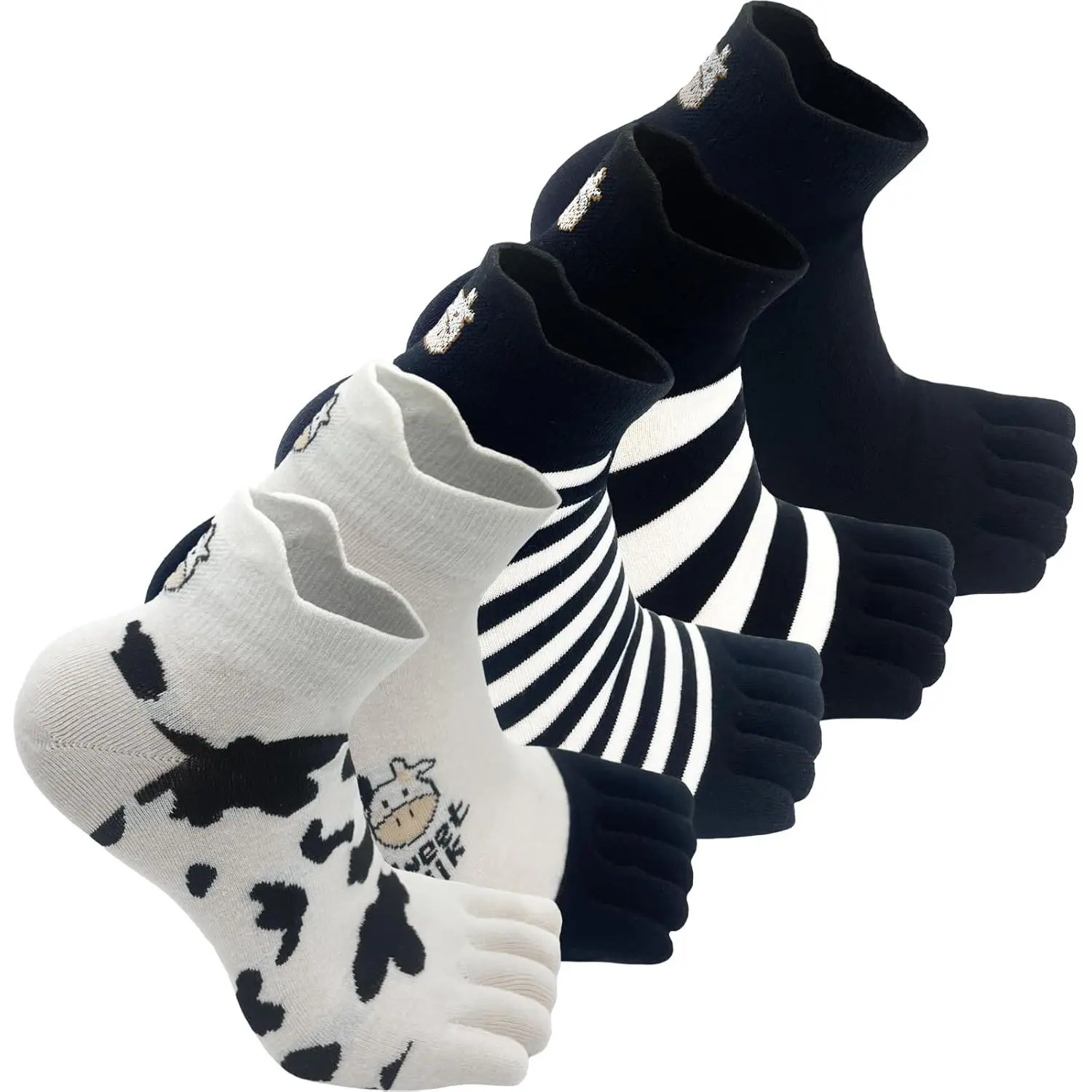 Cotton Toe Socks Women, Casual Five Finger Socks, Comfortable Crew Socks, Breathable Athletic Socks