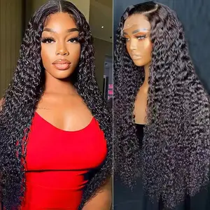 Front lace wig, long curly hair, fluffy big wavy curls, women's wig half hood
