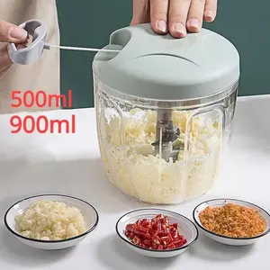 Home Multifunctional Durable Chopper Food Processor Meat Grinder Manual Garlic Press Puller, Kitchen Essential Tool, Easy-To-Use Design, Vegetable Chopper Tool