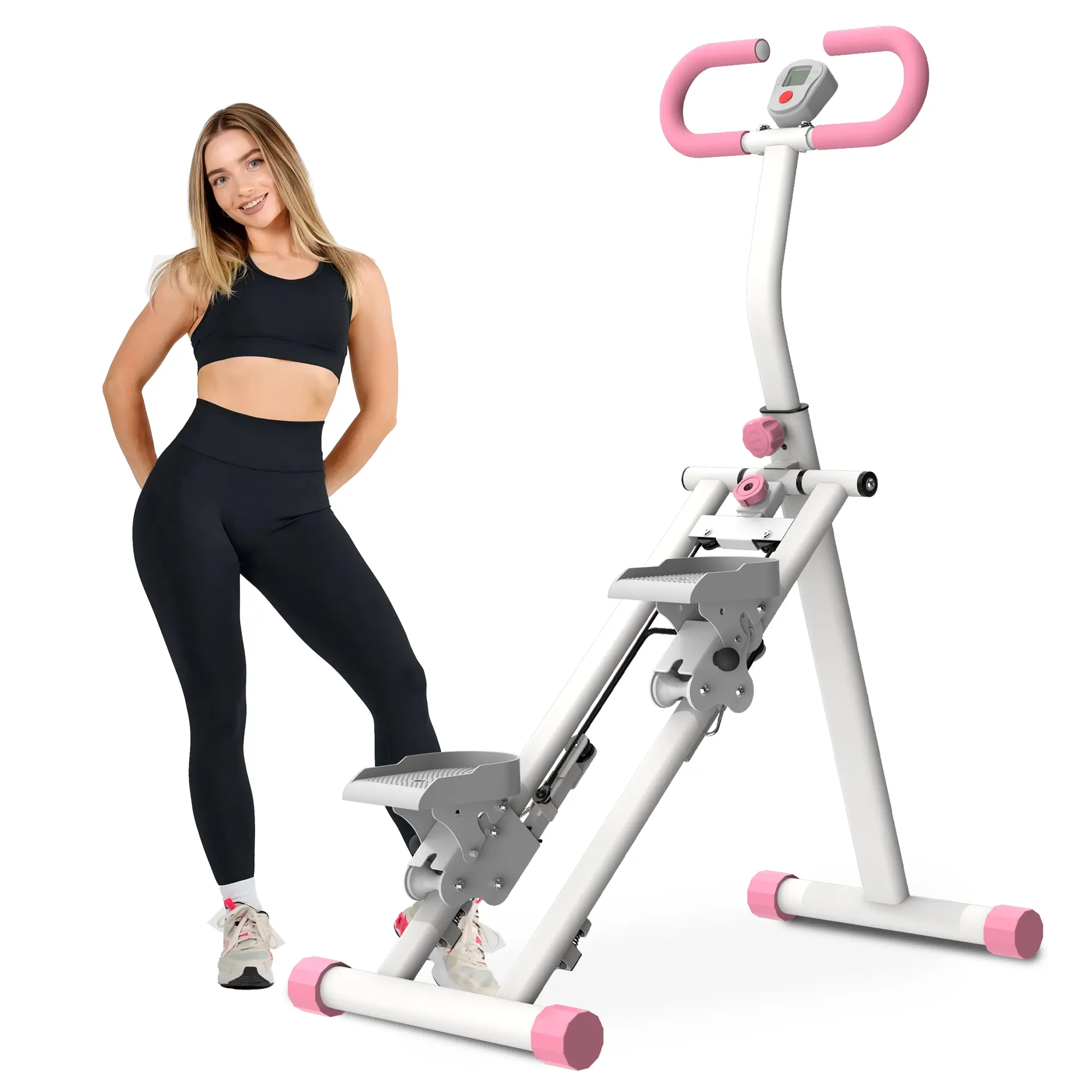 Collapsible Vertical Climbing Rope Stepper - Home Fitness Equipment with Adjustable Handlebar, Anti-Skid Triangular Base, 265 lbs Capacity, Unisex Build Muscle & Boost Cardio Glute Core Trainer for Home Workout, Compact