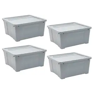 Improvements Stackable Plastic Storage Bins - Set of 4