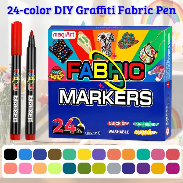 Fabric Markers Permanent for Clothes,12/24 Colors Fabric Pens-Art Pen Marker,Waterproof & Machine Washable,No Bleed Pens for T-Shirt,Canvas Shoes,Bags,Pillowcase,Fine Tip Clothing Markers for Laundry Marker
