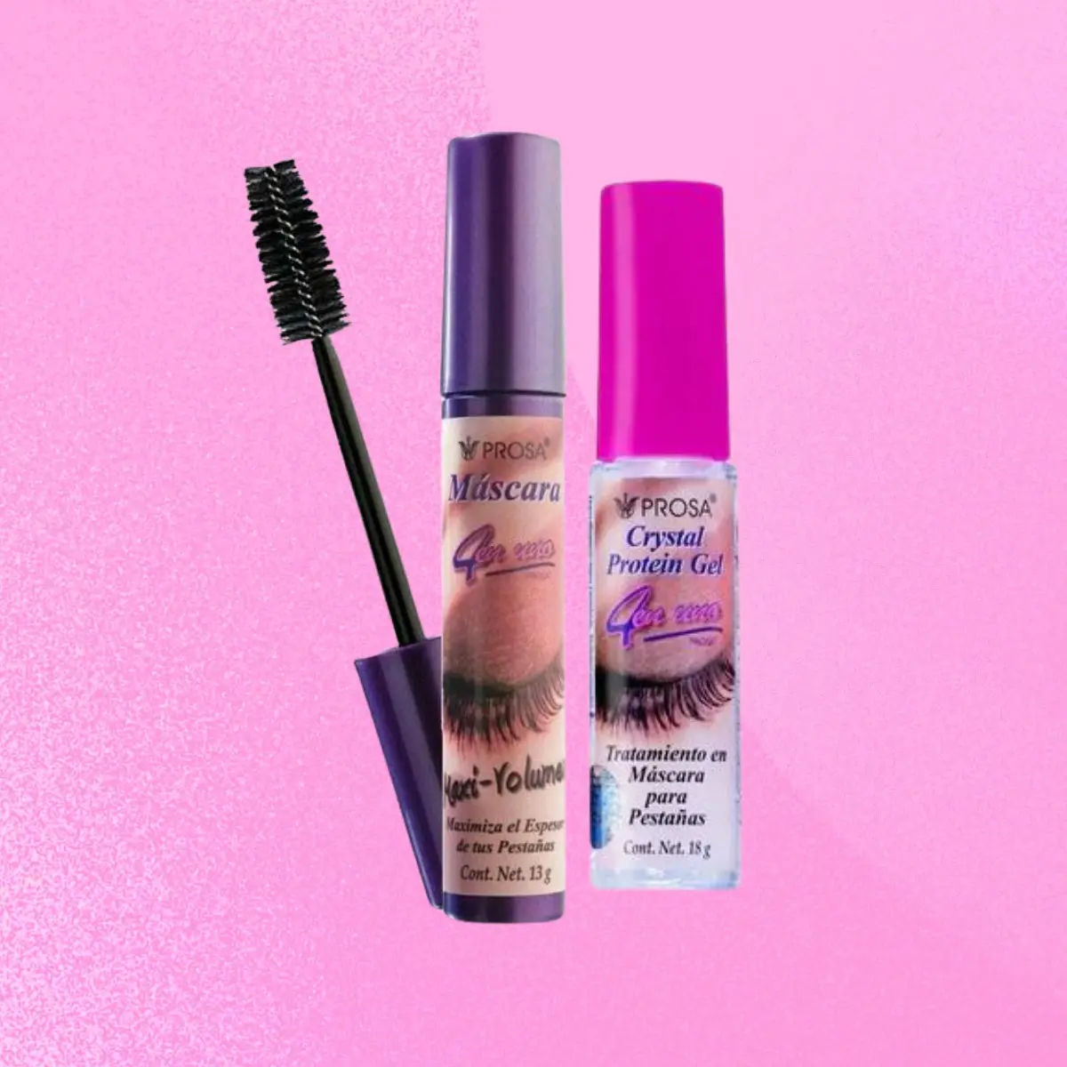 Prosa Maxi-Volume Mascara & Protein Gel Set, 13g Water-Resistant Beauty Mascara Duo with Jojoba Oil for Smooth Lash Enhancement