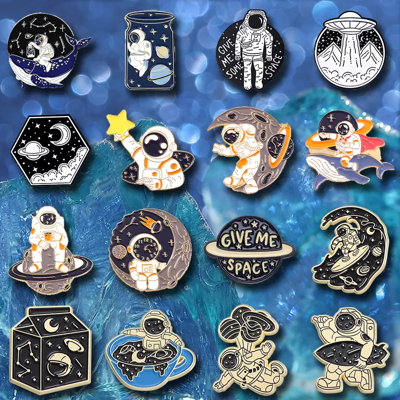 16PCS Cartoon Astronaut Brooches - Unisex Fashion Clothing Accessory for Daily Wear, Backpack Decor, Exquisite Gift for Loved Ones, Brooch, Casual Wear, Business, Unisex Use, Backpack & Clothing Decor, Auspicious, Birthday
