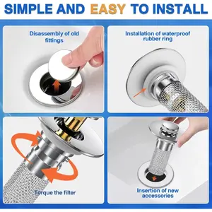 Stainless Steel Modern Anti-Odor Bathroom Sink Stopper with Bouncing Core & Brass Pop-Up Drain Plug for Bathtub Home Goods ，universal bathtub drain stopper，bathroom sink strainer High Pressure Shower Handheld Shower Head