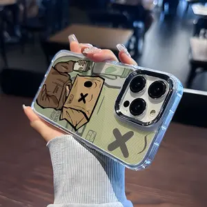 Phone case suitable for Apple iPhone 17 Air 16 15 14 13 12 Pro Max Plus with cartoon characters with square heads