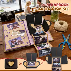 99"+ Accordion Foldable Scrapbook Album – DIY Memory Book for Couples, Lovers & Family Extra-Long Photo Scrapbook Graduation, Anniversary & Weddings Full Craft Kit with Markers, Stickers, Stencils Keepsake Journal for Gifts, Events & Creative Scrapbooking