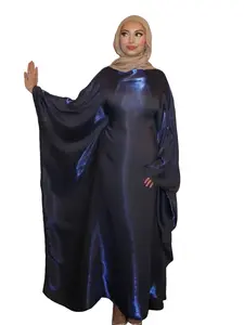 L771（1pc Long Women's Robe With Batwing Sleeves, Loose Fashionable Gentle Satin Silk Casual Solid Colored Shiny Abaya, Cinched Waist & Glossy, Suitable For Daily Wear, Travel, Parties, Graceful And Luxurious）