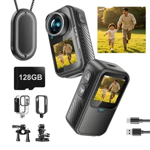 NUISK Magnetic Action Camera, 64G/128G optional storage, compact wearable mini camera for vlogging, daily commuting and travelling, equipped with waterproof case, ideal for kids and beginners, great Father's Day gift.football