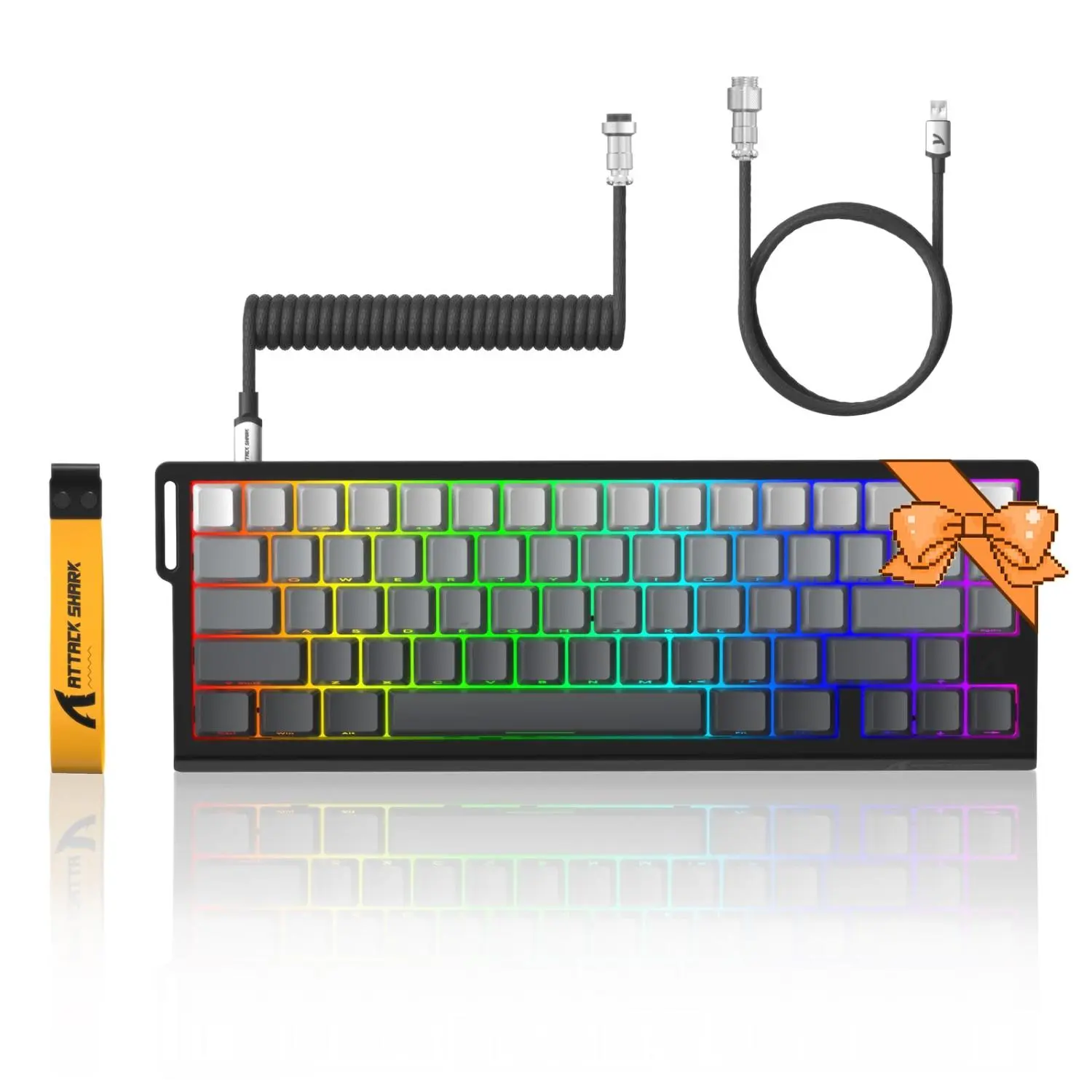 ATTACK SHARK X68HE Wired Mechanical Keyboard, 0.01mm Adjustable Actuation Wired 60% PC Gaming Keyboard with Coiled Cable for Win, Mechanical Backlit Keyboard