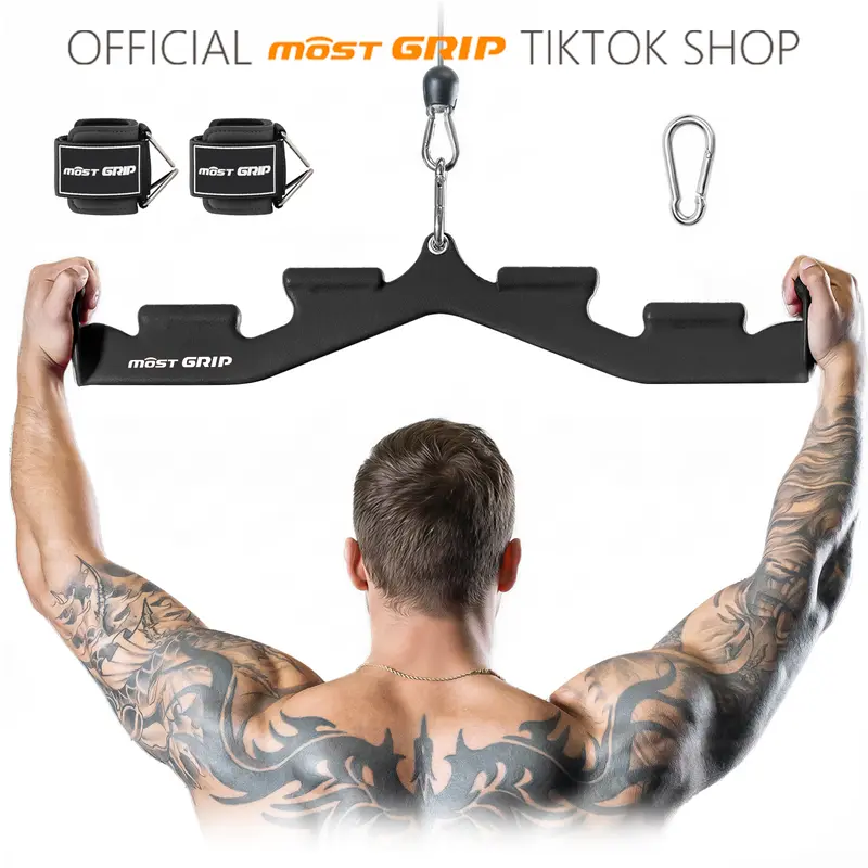 MOSTGRIP Multi-Grip Lat Pulldown Bar - 3 Grip Positions with Overhand & Underhand Options, 6 Grip Variations, 900 lb Capacity for Cable Back Training
