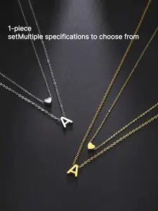 Heart & Letter Design Layered Necklace, Initial Letter Necklace, Fashion Jewelry for Party, Daily Clothing Decor, Trendy All-match & Exquisite Jewelry for Birthday Gift