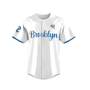 Madjus Men's Black Legend 42 Button DownJersey Blue White 90s Hip Hop BaseballJersey Stitched Trendy Casual BreathableGift baseball jersey