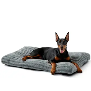 Washable Dog Bed for Large Breeds, Plush Crate Mat with Non-Slip Bottom, Comfortable Pet Sleeping Pad