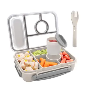 5-compartment bento box (with sauce container) is suitable for everyone and is microwave, lunch box,dishwasher, and freezer safe