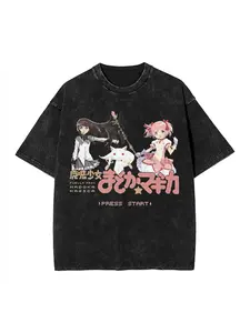Japanese hot Anime Puella Magi Madoka Magica T Shirt Washed Comfortable Oversized Unisex high 5quality hot product Classic soft