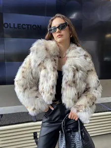 Women's Leopard Print Faux Fur Short Jacket Coat, Warm Artificial Wool Outerwear, Stylish Casual Fashion for Fall & Winter, Cropped