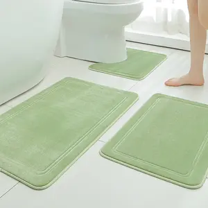 3-Piece Memory Foam Bathroom Floor Mat Set, Soft Plush Non-Slip Absorbent Rugs, Minimalist Modern Design for Comfort and Style, Toilet Mat