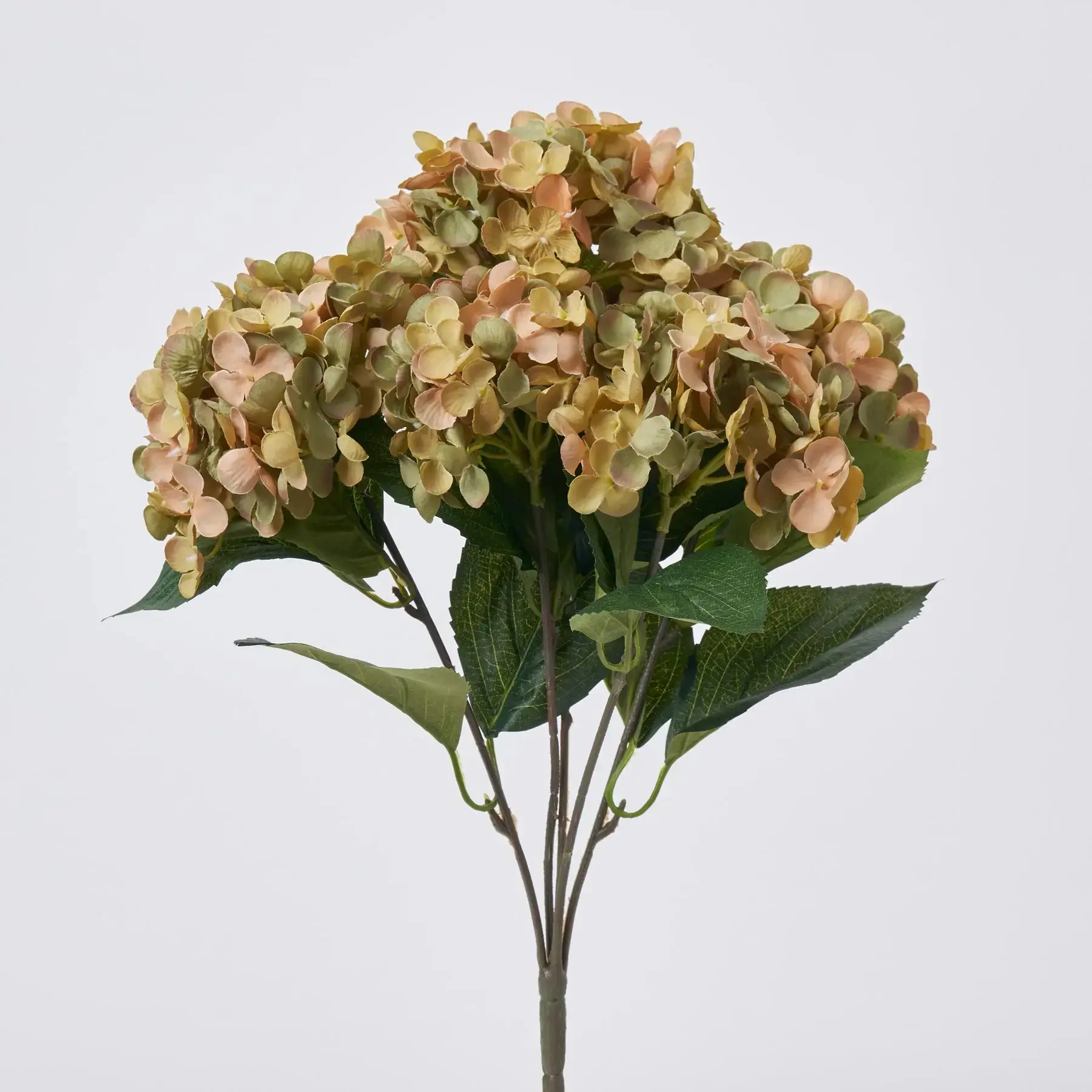 Elegant Sage Green Silk Fabric Hydrangea Artificial Flower Bush - 17" Faux Floral Stem Bouquet, Twistable Stem, Realistic Look Leaf, 4" Tall, 4" Diameter, 5" Wide, Contemporary Decorative Home Decor Table Centerpiece