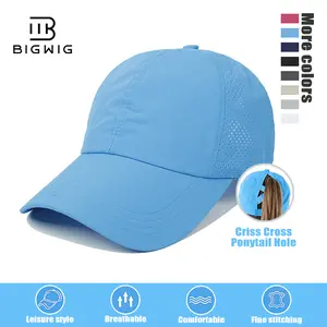 BIGWIG Women's Baseball Cap with Ponytail Opening, High Bun Ponytail Hat, Breathable Summer Sports Cap, Quick-Drying, Adjustable Buckle, Breathable Mesh Casual Hat, Summer Running Hat, Adjustable Sun Hat