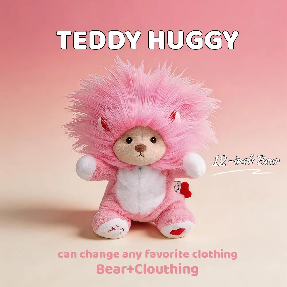 TEDDY HUGGY Plush Teddy Bear | Handmade Dress-Up Teddy Bear, Standing Height 12 Inches, Multiple Exquisite Outfits, 5 Interactive Joints, Suitable for All Ages - The Best Gift Stuffed Animal